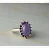 925 Sterling Silver Amethyst Quartz & Purple Tourmaline Ring Size 6.75