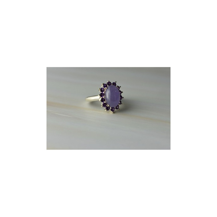 925 Sterling Silver Amethyst Quartz & Purple Tourmaline Ring Size 6.75