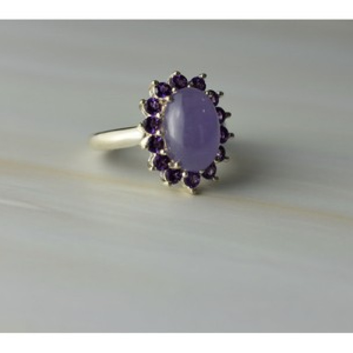 925 Sterling Silver Amethyst Quartz & Purple Tourmaline Ring Size 6.75