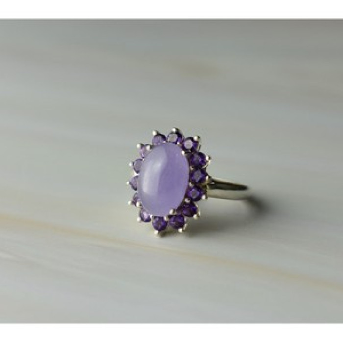 925 Sterling Silver Amethyst Quartz & Purple Tourmaline Ring Size 6.75