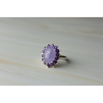 925 Sterling Silver Amethyst Quartz & Purple Tourmaline Ring Size 6.75