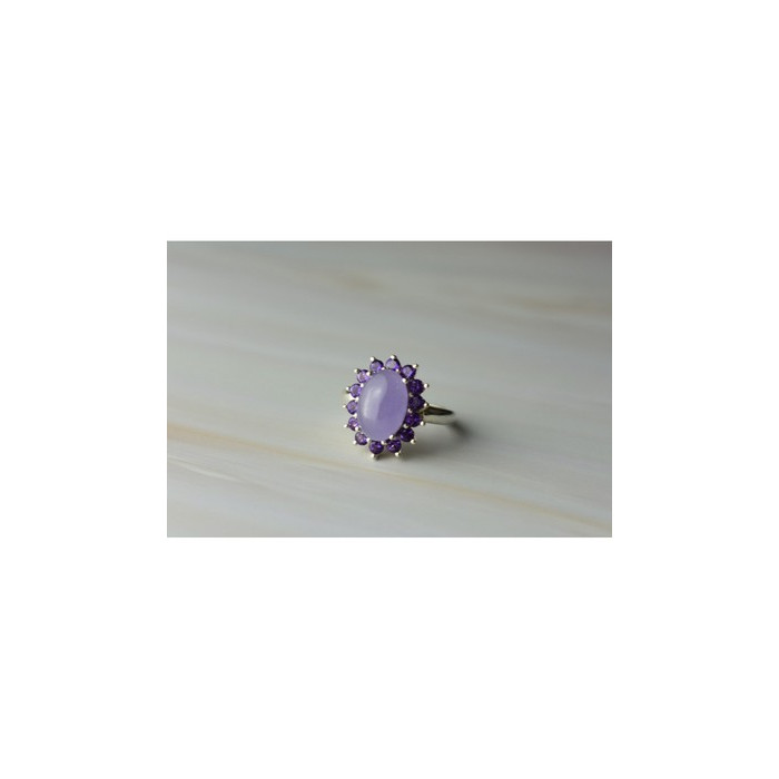 925 Sterling Silver Amethyst Quartz & Purple Tourmaline Ring Size 6.75