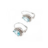 925 STERLING SILVER BLUE TOPAZ & CZ EARRINGS