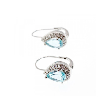 925 STERLING SILVER BLUE TOPAZ & CZ EARRINGS