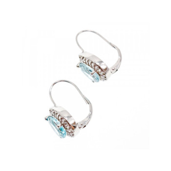 925 STERLING SILVER BLUE TOPAZ & CZ EARRINGS