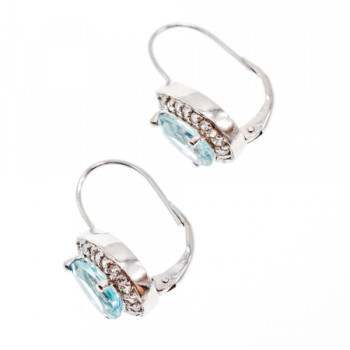 925 Sterling Silver Blue Topaz & CZ Earrings