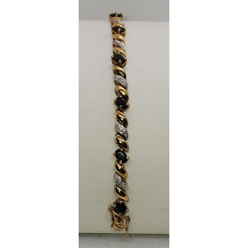 925 STERLING SILVER VERMEIL SAPPHIRES AND DIAMONDS BRACELET SIZE 7.25 IN