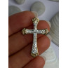 925 Sterling Silver Gold Plated Cz Cross Pendant Length 1.45 inch