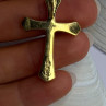 925 Sterling Silver Gold Plated Cz Cross Pendant Length 1.45 Inch