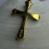 925 Sterling Silver Gold Plated Cz Cross Pendant Length 1.45 Inch