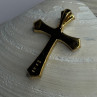 925 Sterling Silver Gold Plated Cz Cross Pendant Length 1.45 Inch