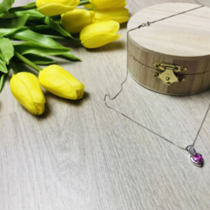 925 Sterling Silver Morganite & CZ Chain With Pendant