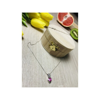 925 Sterling Silver Morganite & CZ Chain With Pendant