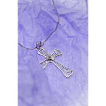 925 Sterling Silver Diamond Chain With Cross