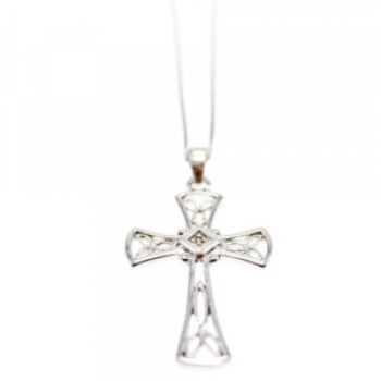 925 Sterling Silver Diamond Chain With Cross