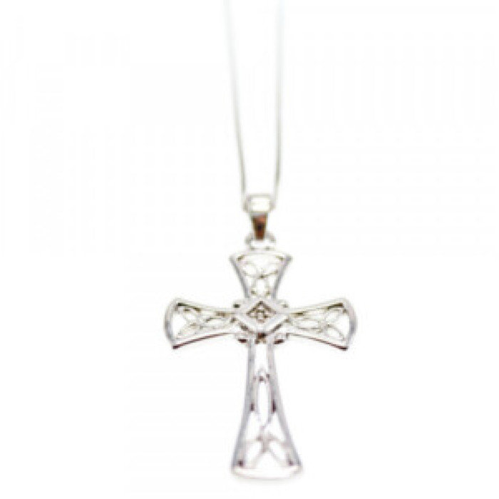 925 Sterling Silver Diamond Chain With Cross