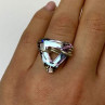 925 Sterling Silver Multicolor Jewelry Glass Ring Size 6.5 Italy