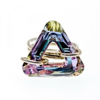 925 Sterling Silver Multicolor Jewelry Glass Ring Size 6.5 Italy