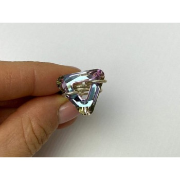 925 Sterling Silver Multicolor Jewelry Glass Ring Size 6.5 Italy