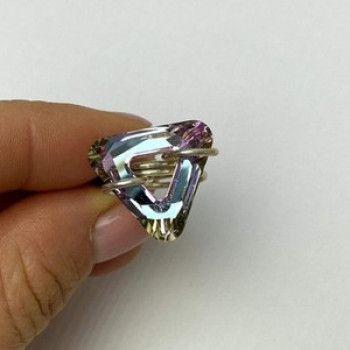 925 Sterling Silver Multicolor Jewelry Glass Ring Size 6.5 Italy
