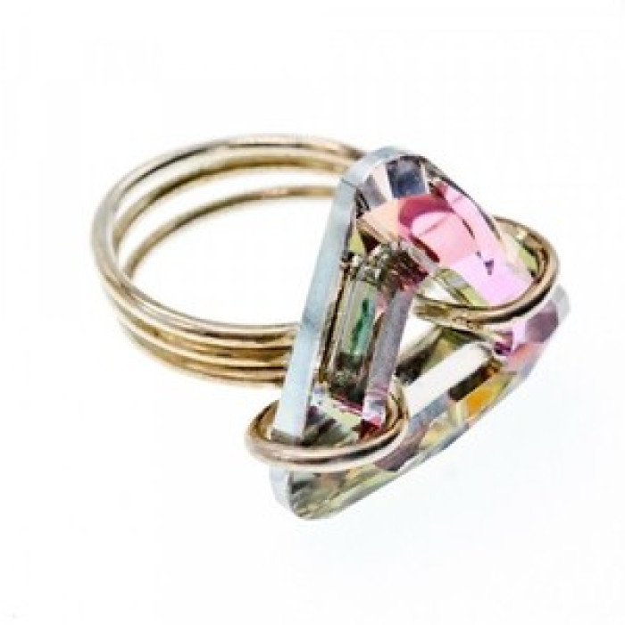 925 Sterling Silver Multicolor Jewelry Glass Ring Size 6.5 Italy