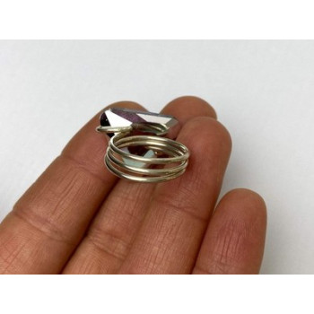 925 Sterling Silver Multicolor Jewelry Glass Ring Size 6.5 Italy