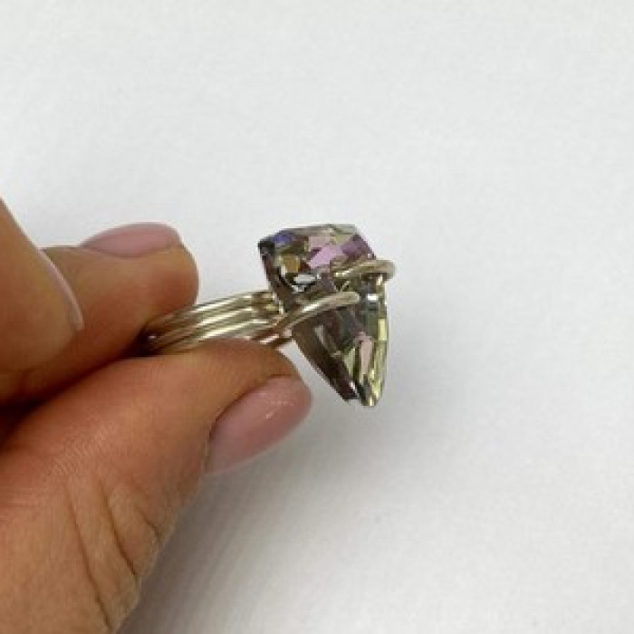 925 Sterling Silver Multicolor Jewelry Glass Ring Size 6.5 Italy