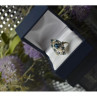 925 Sterling Silver Aquamarine & Colorless Quartz Ring Size 7.25
