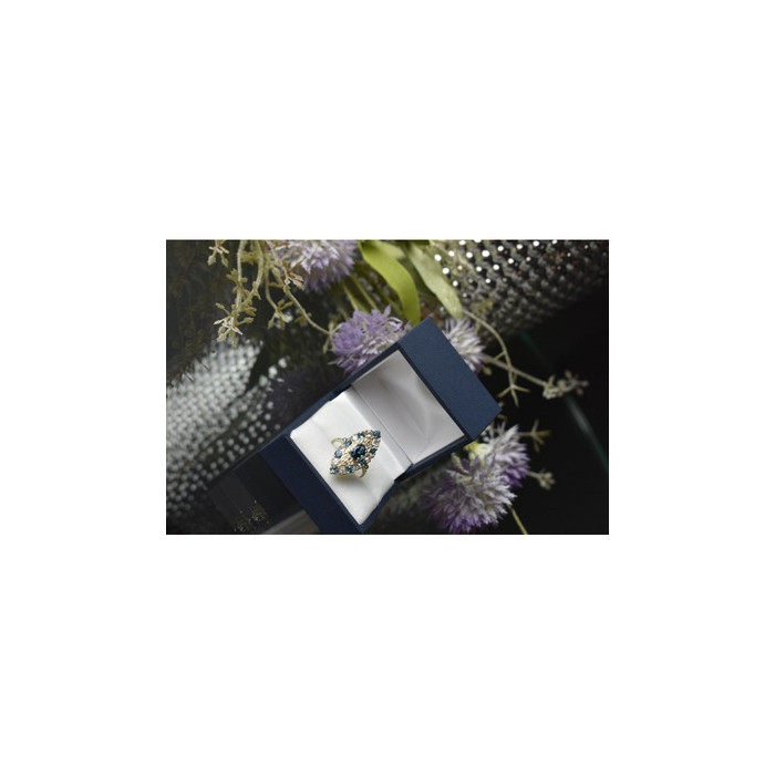 925 Sterling Silver Aquamarine & Colorless Quartz Ring Size 7.25