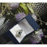 925 Sterling Silver Aquamarine & Colorless Quartz Ring Size 7.25