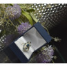 925 Sterling Silver Aquamarine & Colorless Quartz Ring Size 7.25