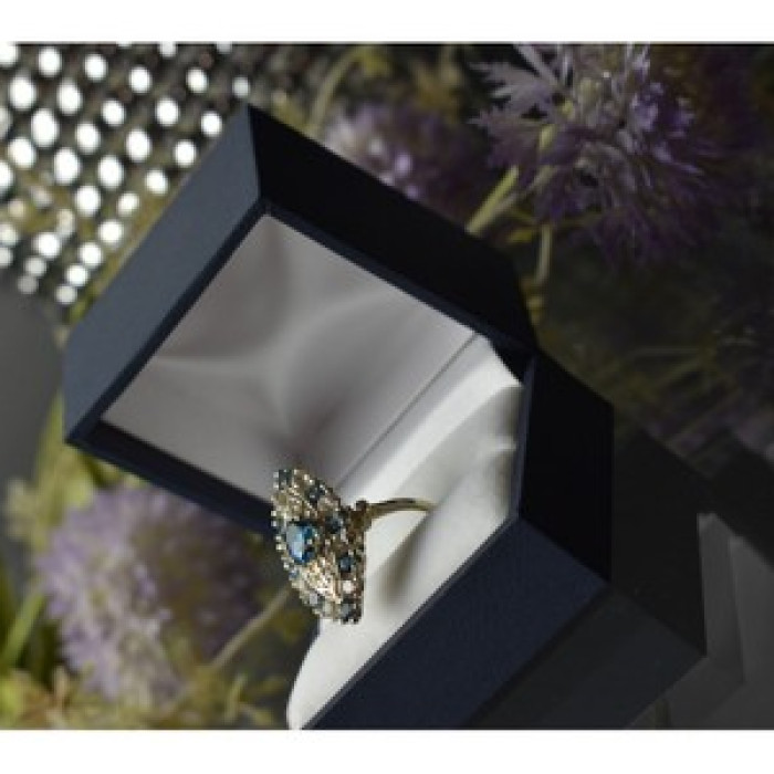 925 Sterling Silver Aquamarine & Colorless Quartz Ring Size 7.25