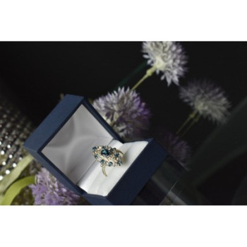 925 Sterling Silver Aquamarine & Colorless Quartz Ring Size 7.25