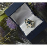 925 Sterling Silver Aquamarine & Colorless Quartz Ring Size 7.25