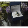 925 Sterling Silver Aquamarine & Colorless Quartz Ring Size 7.25