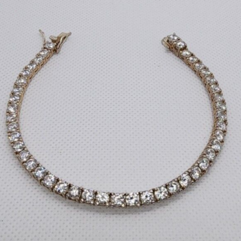 925 Sterling Silver Vermeil Goshenite Bracelet Size 7.5 IN