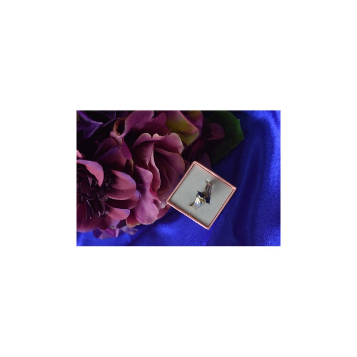 925 Sterling Silver Blue Spinel & CZ Ring Size 8