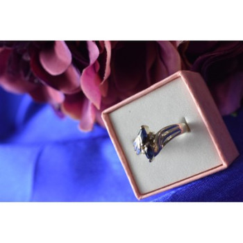 925 Sterling Silver Blue Spinel & CZ Ring Size 8