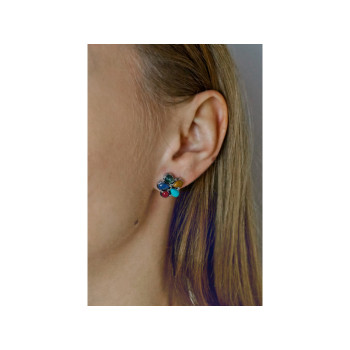 925 STERLING SILVER MULTICOLOR JASPER STUD EARRINGS