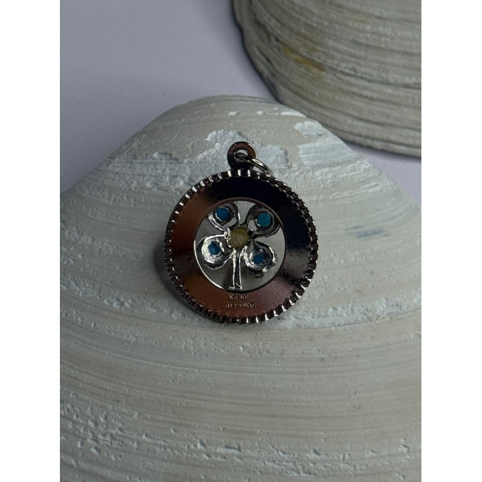 M&M 925 Sterling Silver Good Luck Pearl & Larimar Pendant Length 1.10 inch