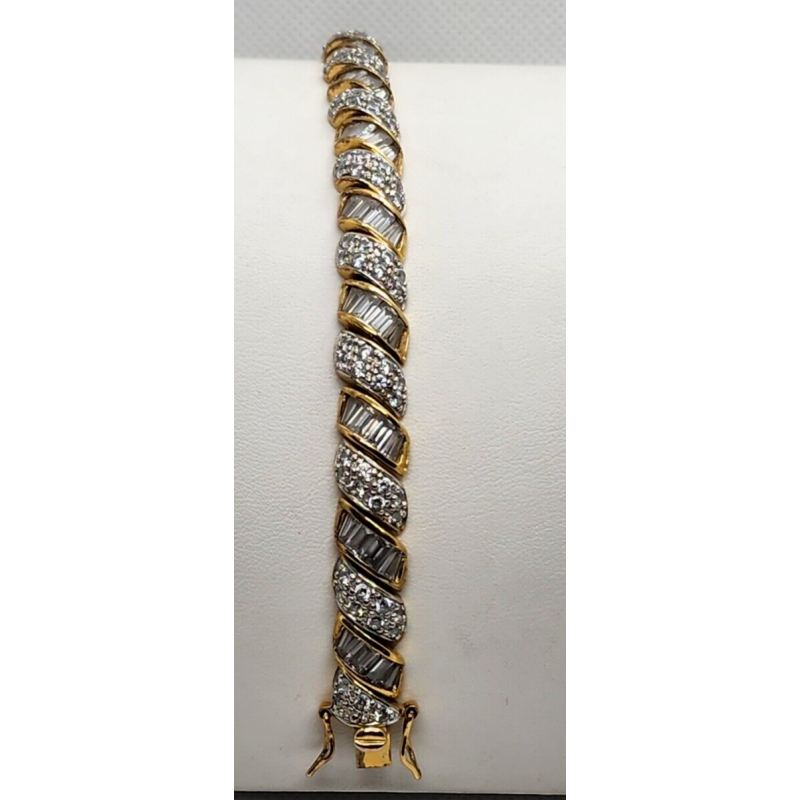 925 STERLING SILVER VERMEIL CZ BRACELET SIZE 7.15 IN