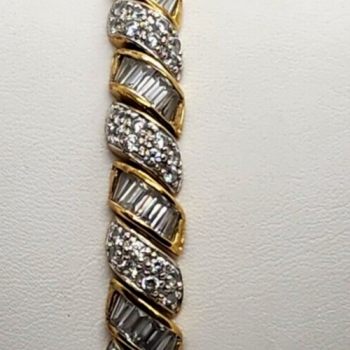 925 Sterling Silver Vermeil CZ Bracelet Size 7.15 IN