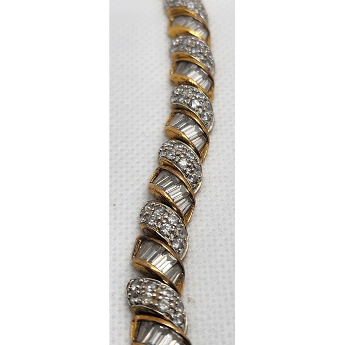 925 STERLING SILVER VERMEIL CZ BRACELET SIZE 7.15 IN