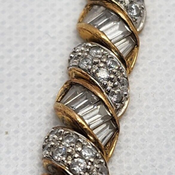925 Sterling Silver Vermeil CZ Bracelet Size 7.15 IN