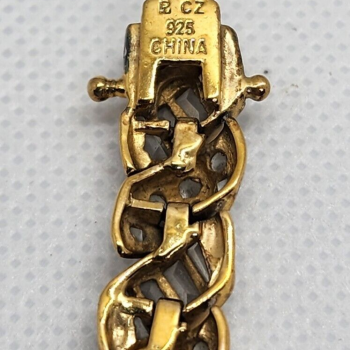925 Sterling Silver Vermeil CZ Bracelet Size 7.15 IN