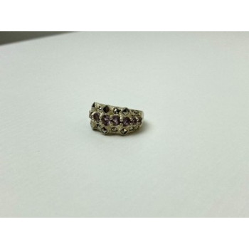 925 Sterling Silver Iolite & Marcasite Ring Size 6.5