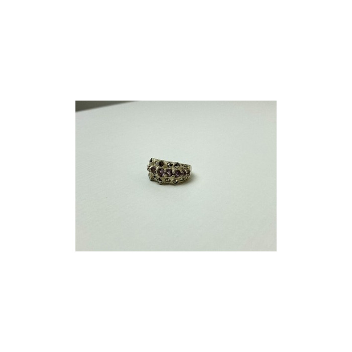 925 Sterling Silver Iolite & Marcasite Ring Size 6.5