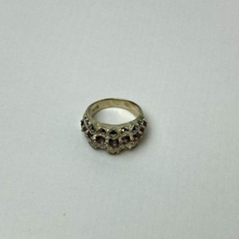 925 Sterling Silver Iolite & Marcasite Ring Size 6.5