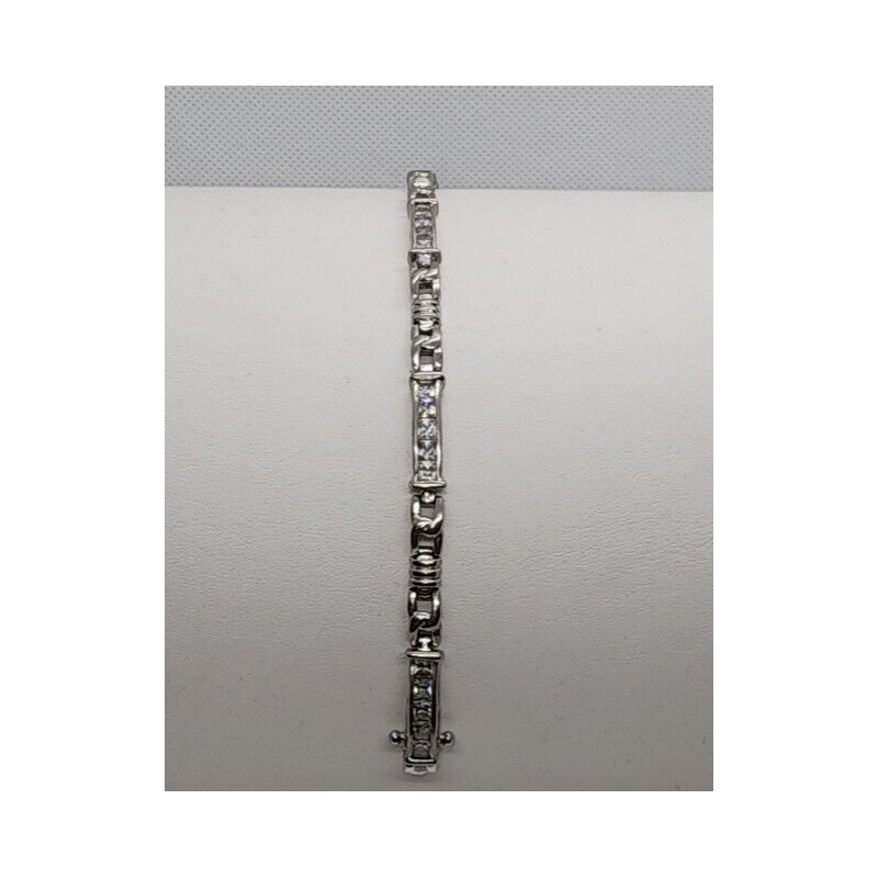 925 STERLING SILVER WHITE QUARTZ BRACELET SIZE 7.25 IN