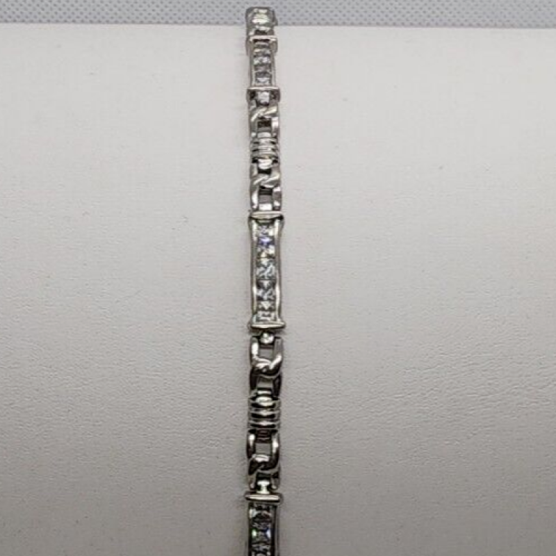 925 Sterling Silver White Quartz Bracelet Size 7.25 IN